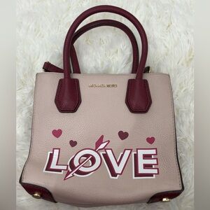 Michael Kors Burgundy and Pink Love Satchel